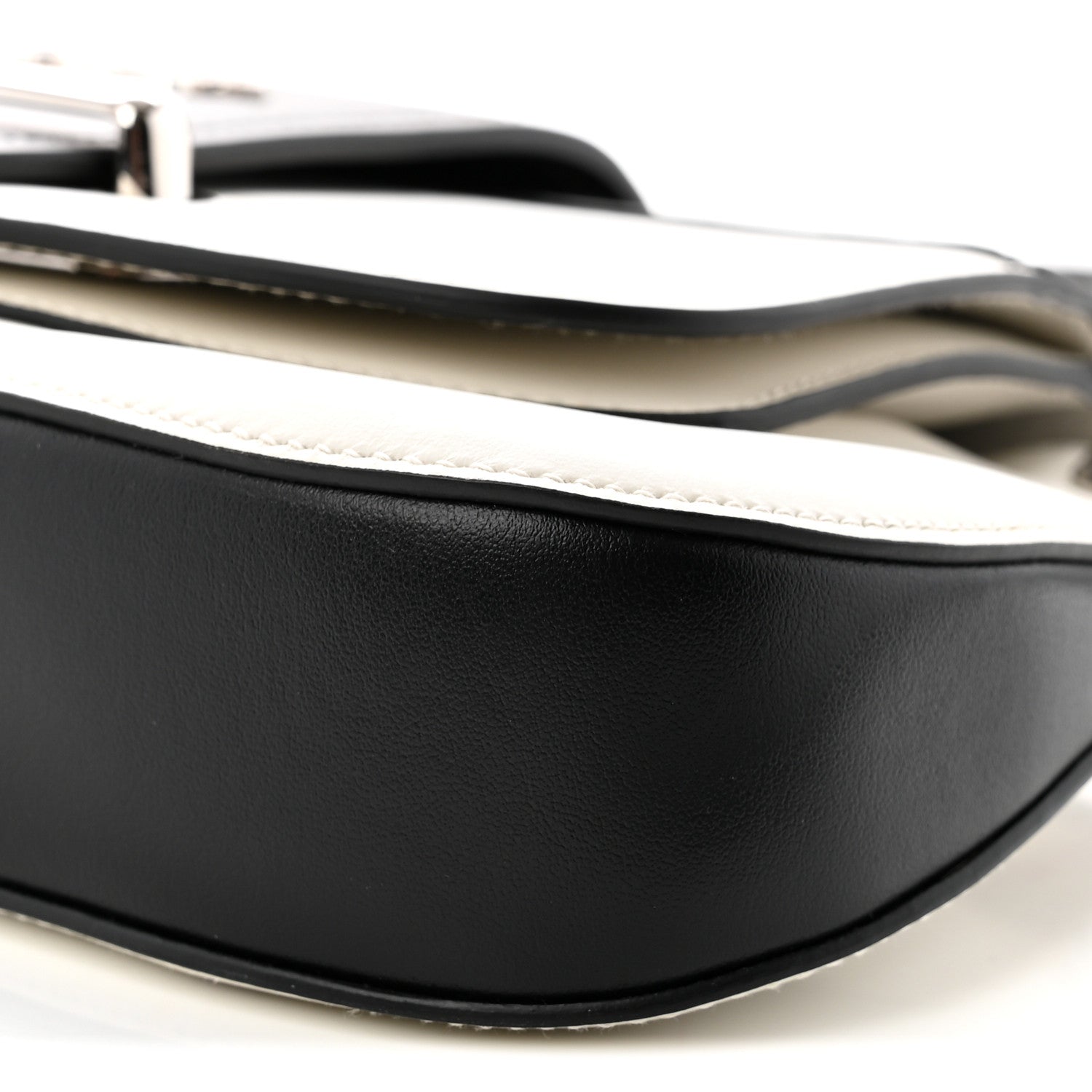 Prada City Calfskin Small Sidonie Shoulder Bag White Black 9 of 11