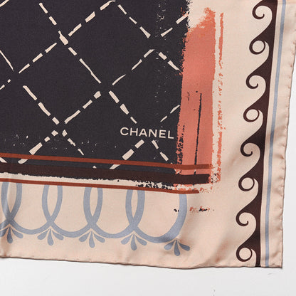 Chanel Silk CC Square Scarf Light Pink Charcoal 4 of 4