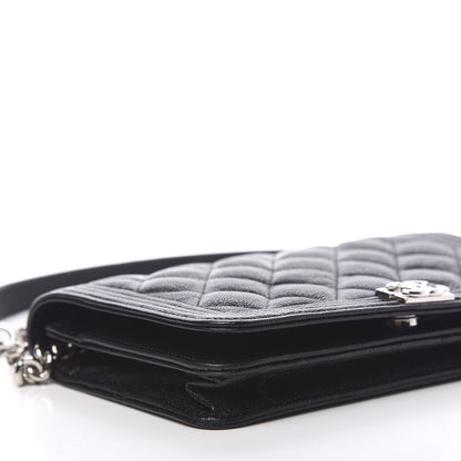 Chanel Caviar Quilted Boy Wallet On Chain WOC Black 8 of 13
