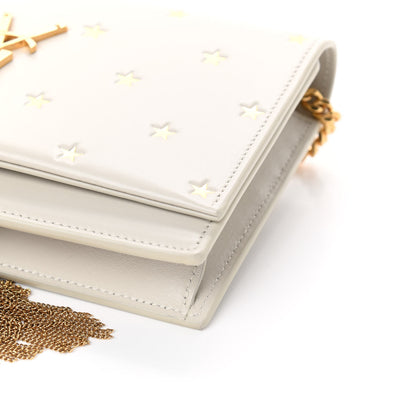Saint Laurent Calfskin Star Print Monogram Kate Tassel Chain Wallet White Gold 9 of 9