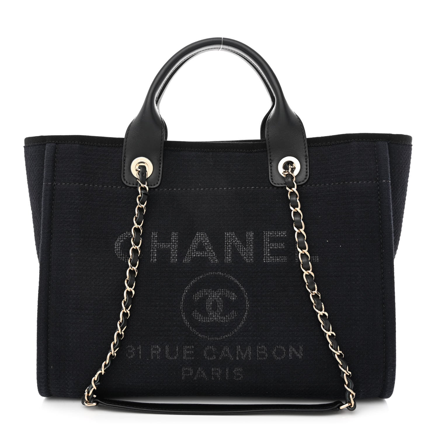 Chanel Canvas Medium Deauville Tote Black 3 of 13