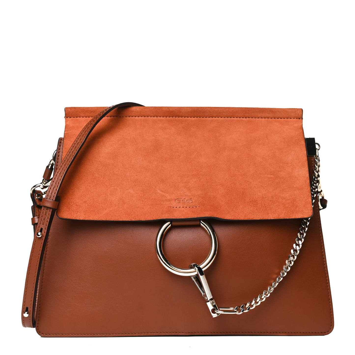 Suede Calfskin Medium Faye Shoulder Bag Tobacco
