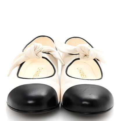 Chanel Lambskin Bow Mary Jane Flats 36.5 White Black 3 of 10