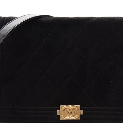 Chanel Velvet Quilted Boy Wallet On Chain WOC Black 10 of 11