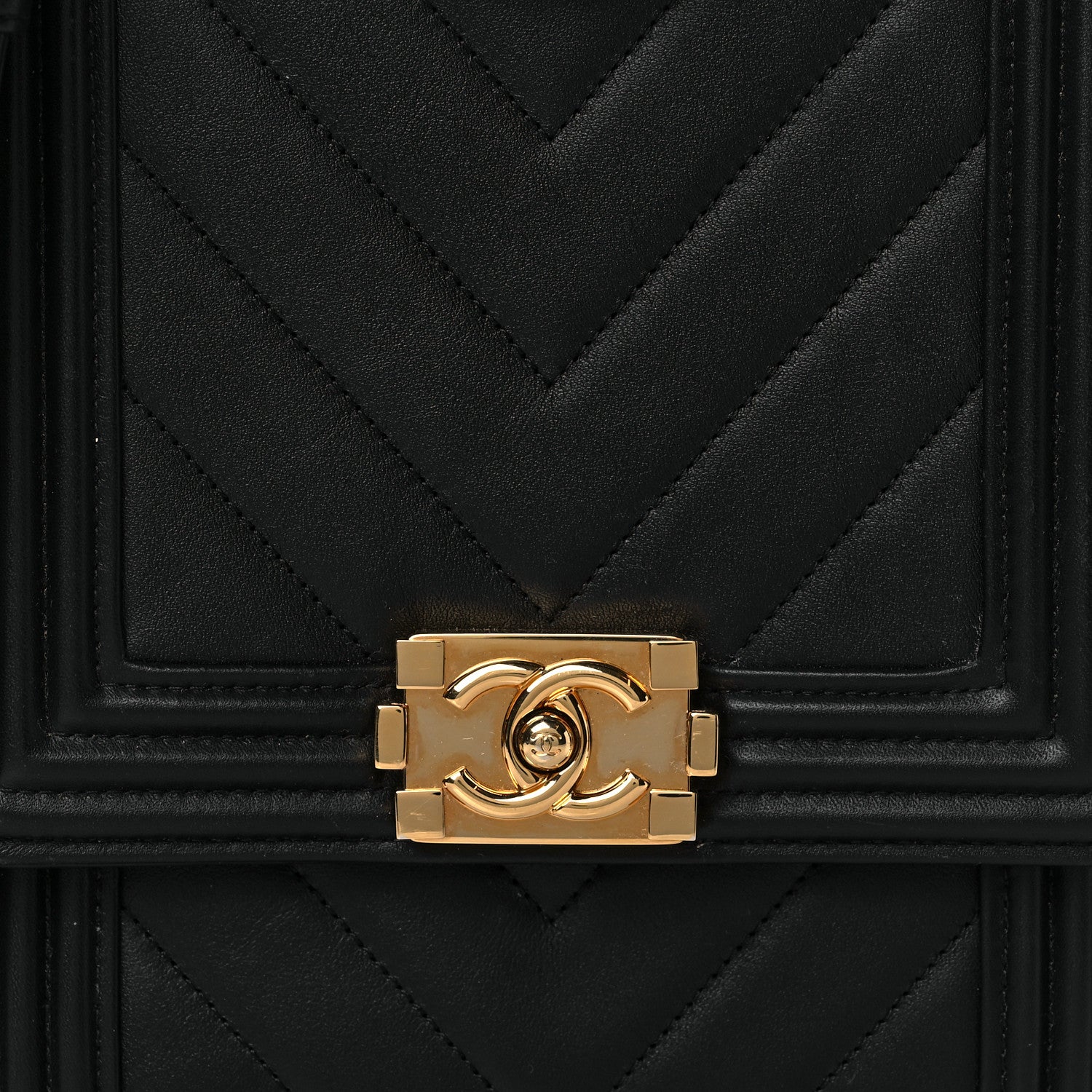 Chanel Calfskin Chrevron Quilted North South Boy Flap Black 8 of 10