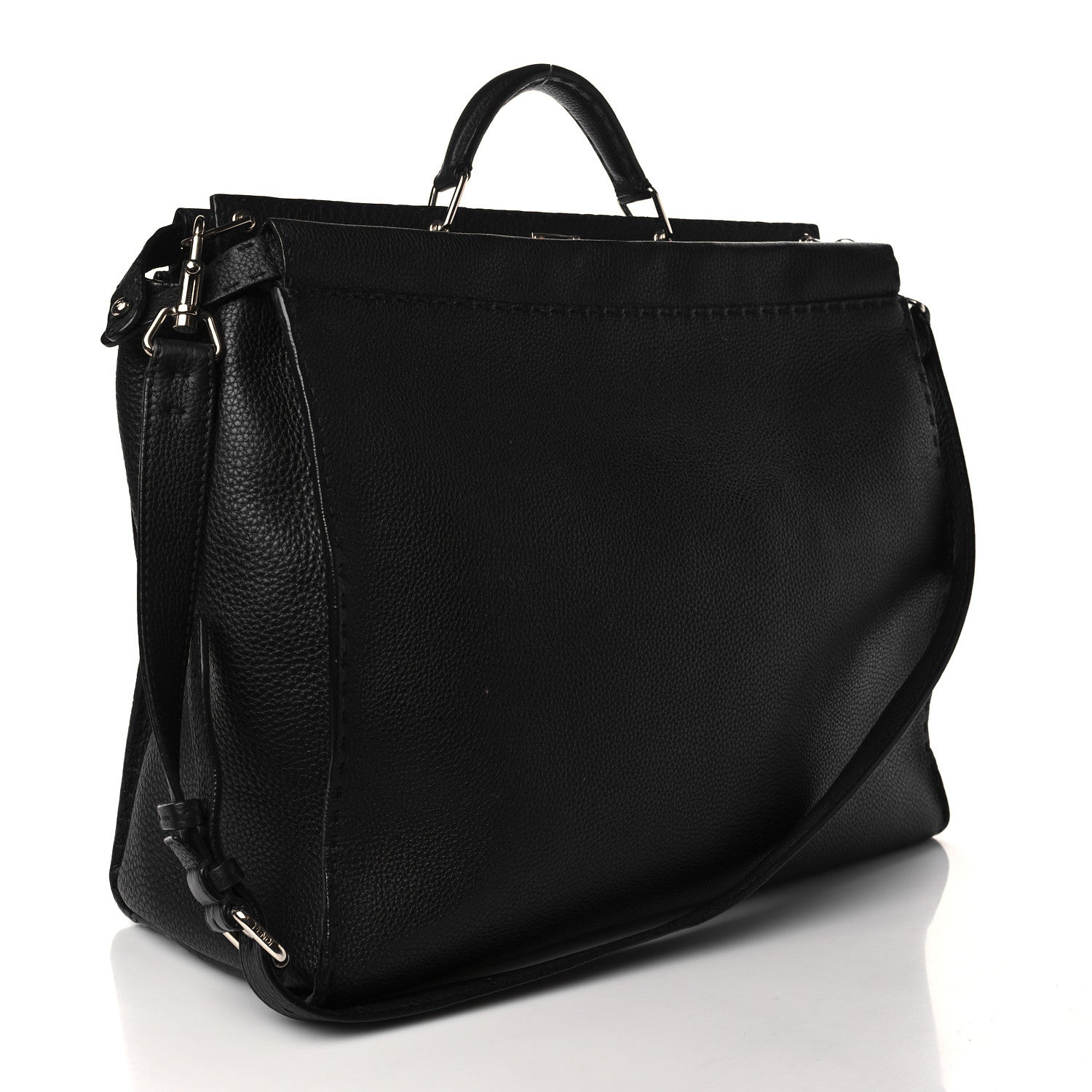 Fendi Cuoio Romano Selleria Monster Eyes Inlay Large Mens Peekaboo Iconic Essential Satchel Black Sunflower 4 of 11