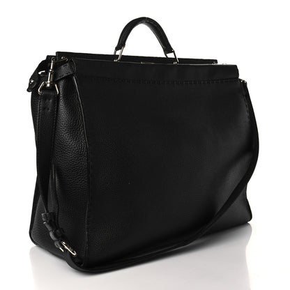 Fendi Cuoio Romano Selleria Monster Eyes Inlay Large Mens Peekaboo Iconic Essential Satchel Black Sunflower 4 of 11
