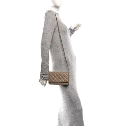 Chanel Caviar Quilted Wallet on Chain WOC Beige 2 of 12