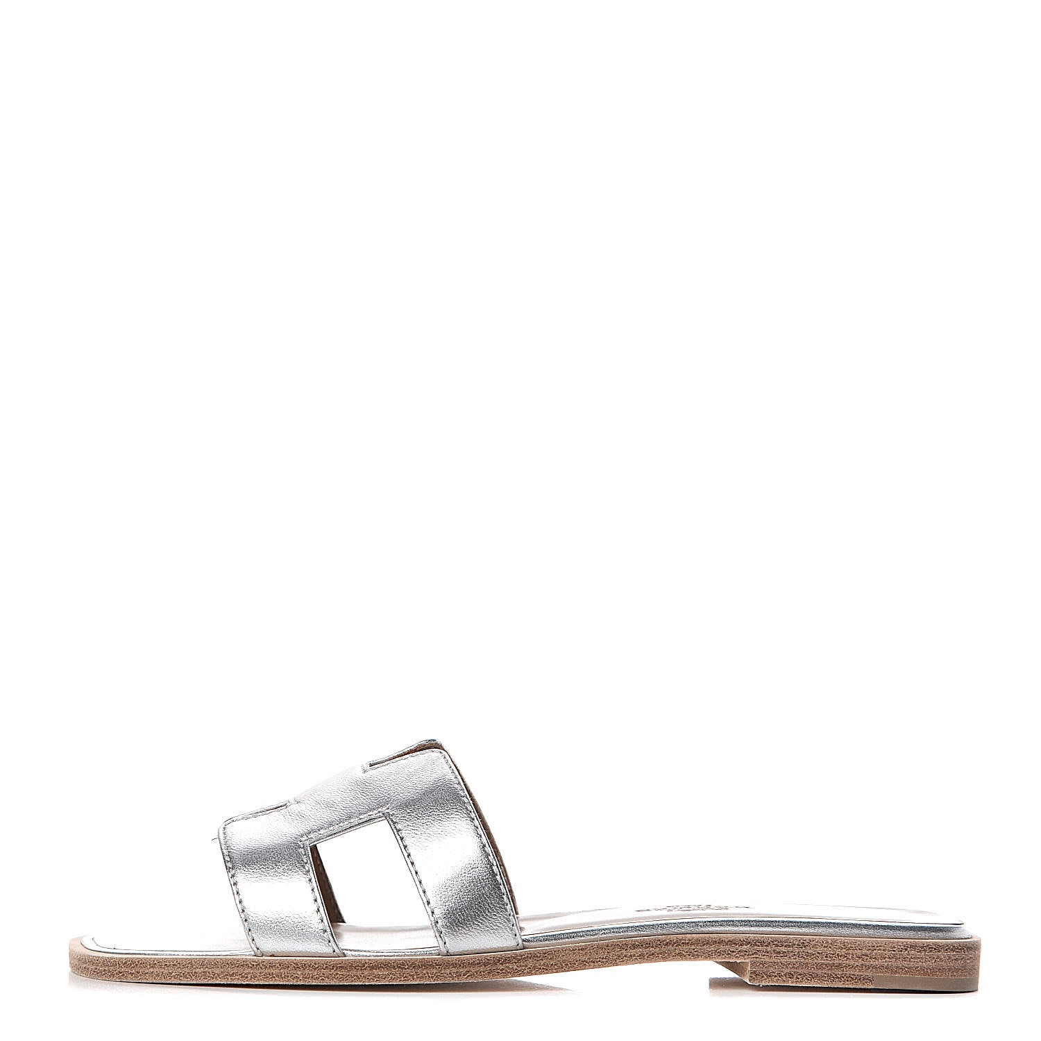 Hermes Metallic Nappa Calfskin Oran Sandals 35 Argent 1 of 10