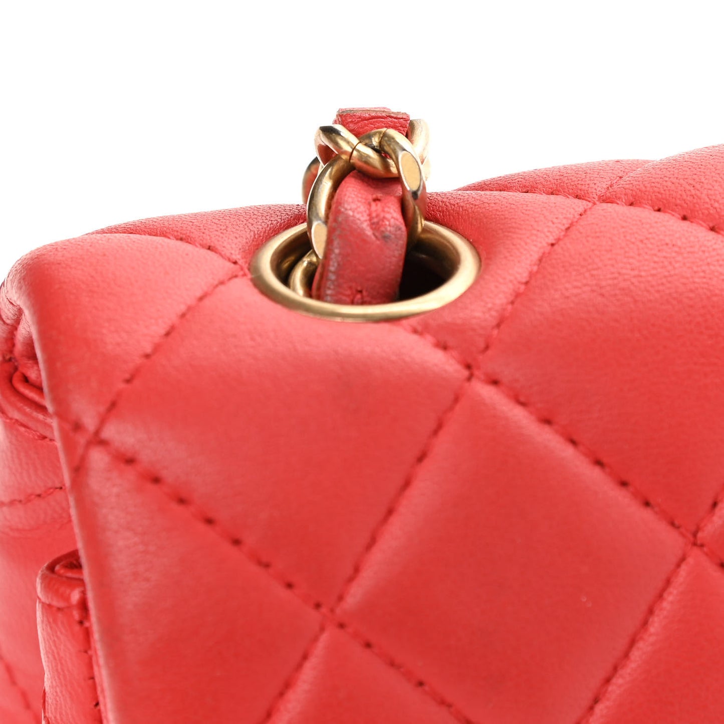 Lambskin Quilted Mini Rectangular Flap Red