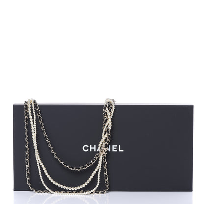 Chanel Glazed Calfskin Pearl CC Chain Necklace Black Gold 5 of 5