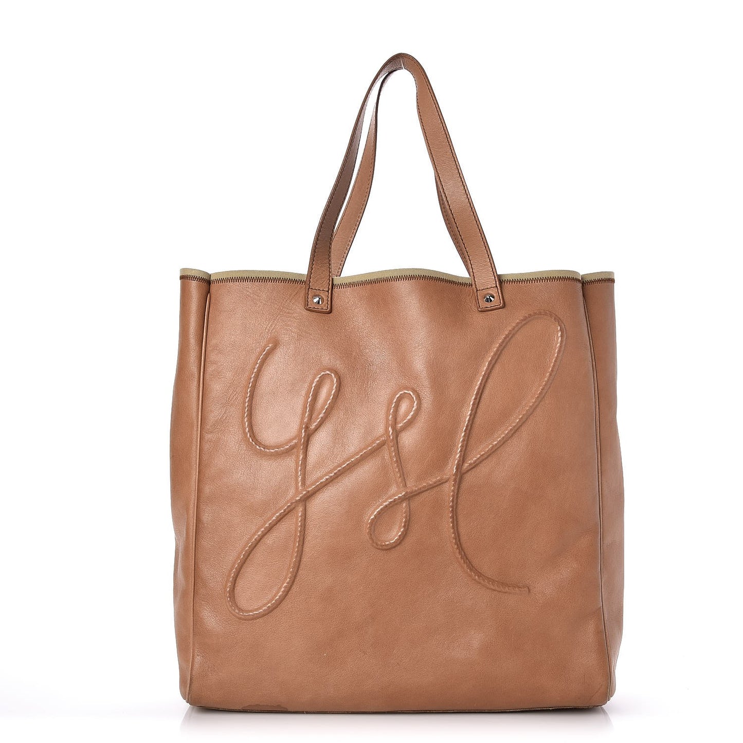 Calfskin Charms Shopping Tote Beige