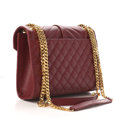 Saint Laurent Grain De Poudre Textured Mixed Matelasse Triquilt Medium Monogram Satchel Oxblood 3 of 11