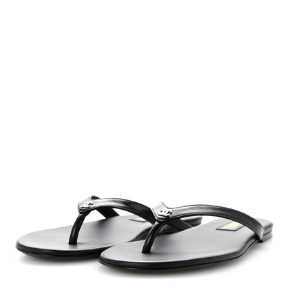 Chanel Shiny Lambskin Crystal CC Thong Sandals 37 Black 39.5 Black 4 of 10