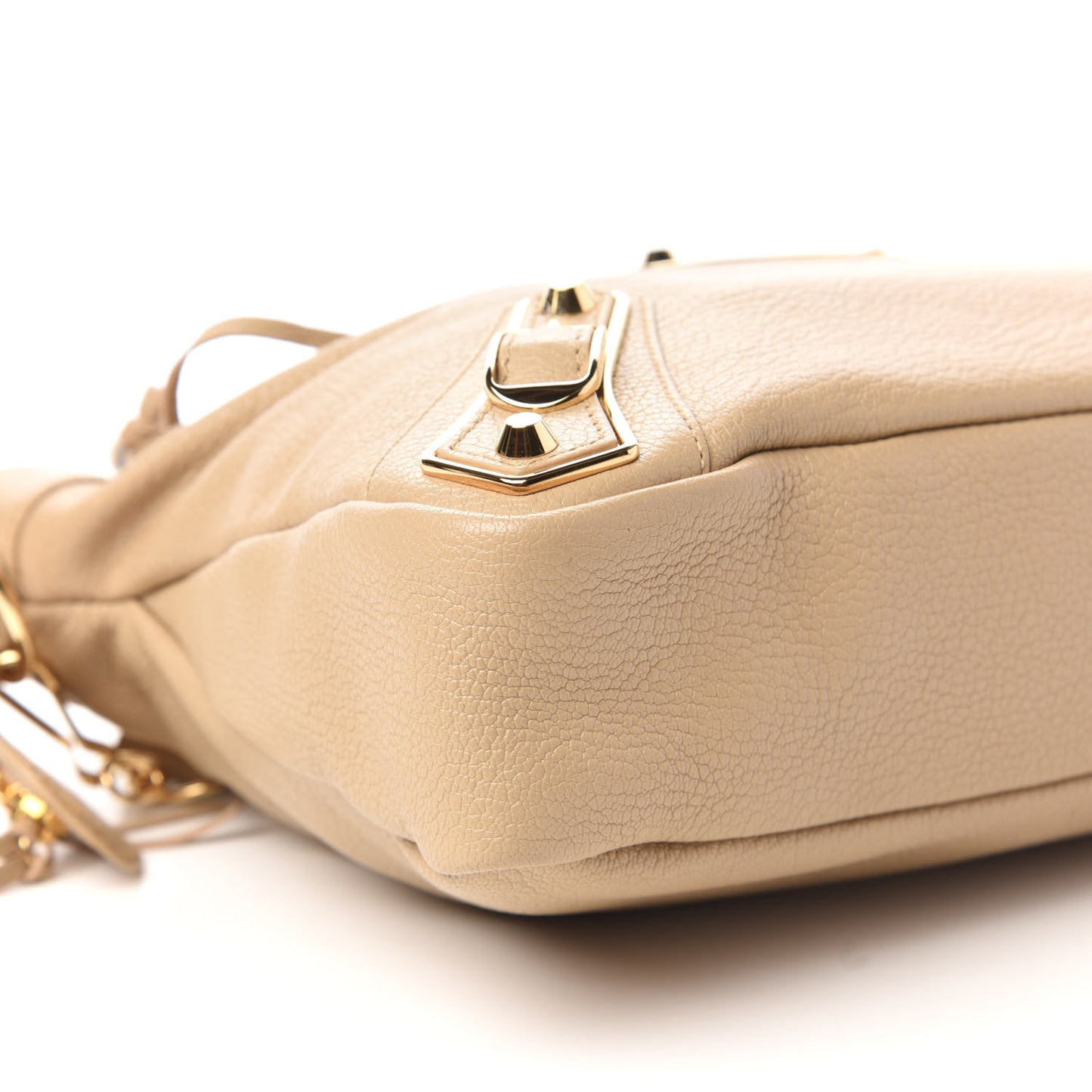 Shiny Goatskin Gold Metallic Edge Hardware Town Beige Sahara