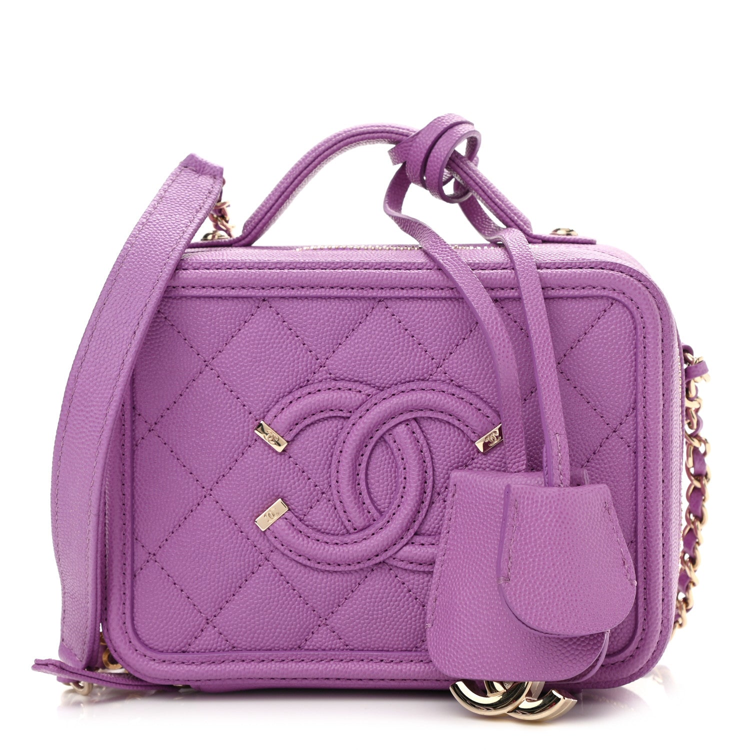 Chanel Caviar Quilted Small CC Filigree Vanity Case Purple 1 of 9