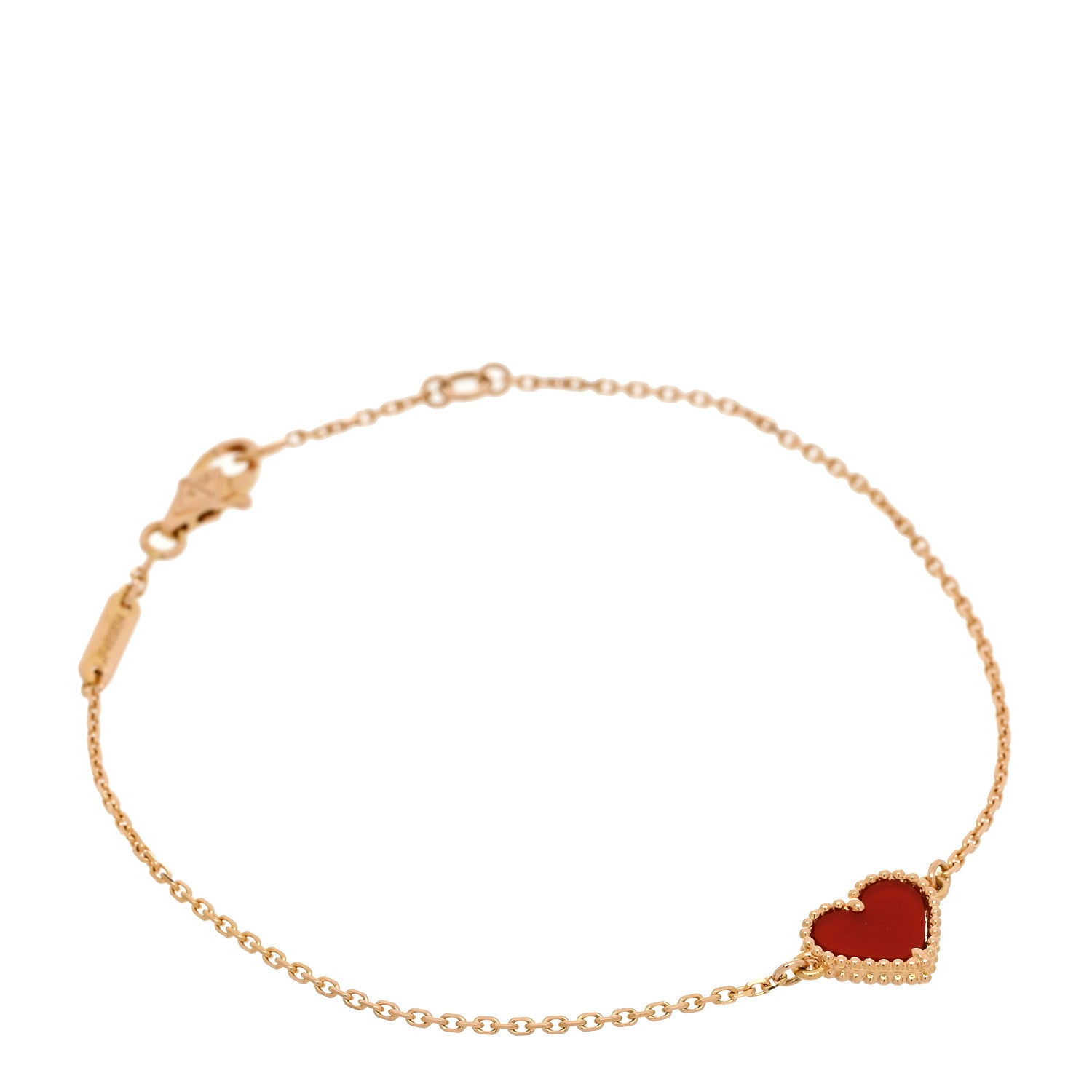 Van Cleef & Arpels 18K Rose Gold Carnelian Sweet Alhambra Heart Bracelet 1 of 5