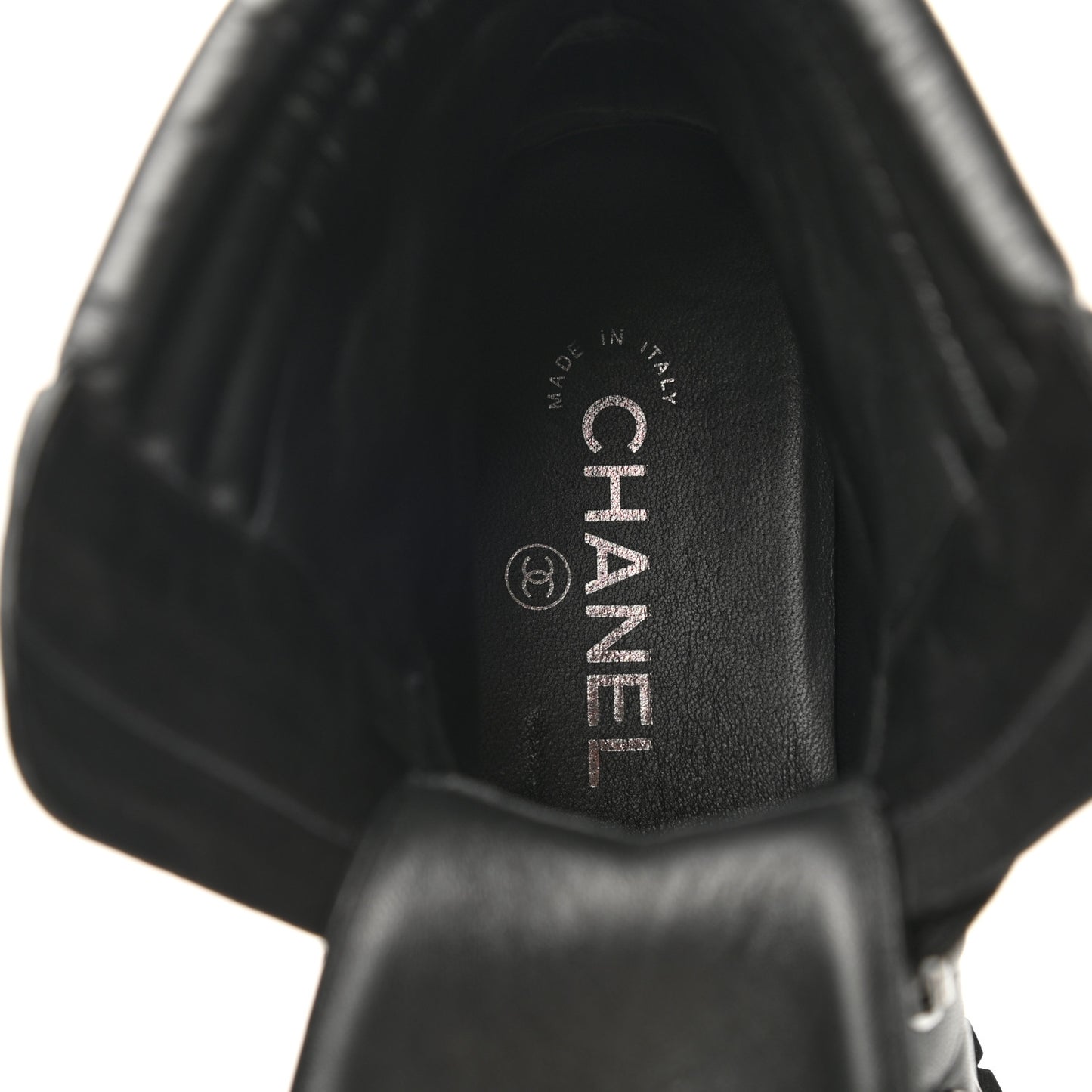 Calfskin Grosgrain Quilted Lace Up Boots 38 Black Grey