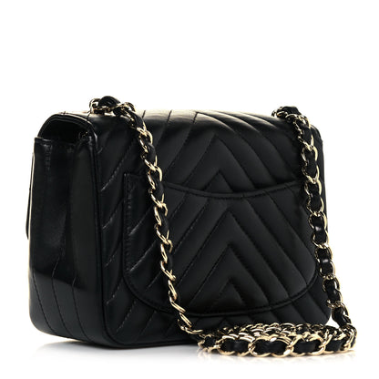 Chanel Lambskin Chevron Quilted Mini Square Flap Black 3 of 13