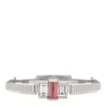 Gucci 18K White Gold Diamond Pink Tourmaline Link to Love Ring 55 7.25 1 of 4