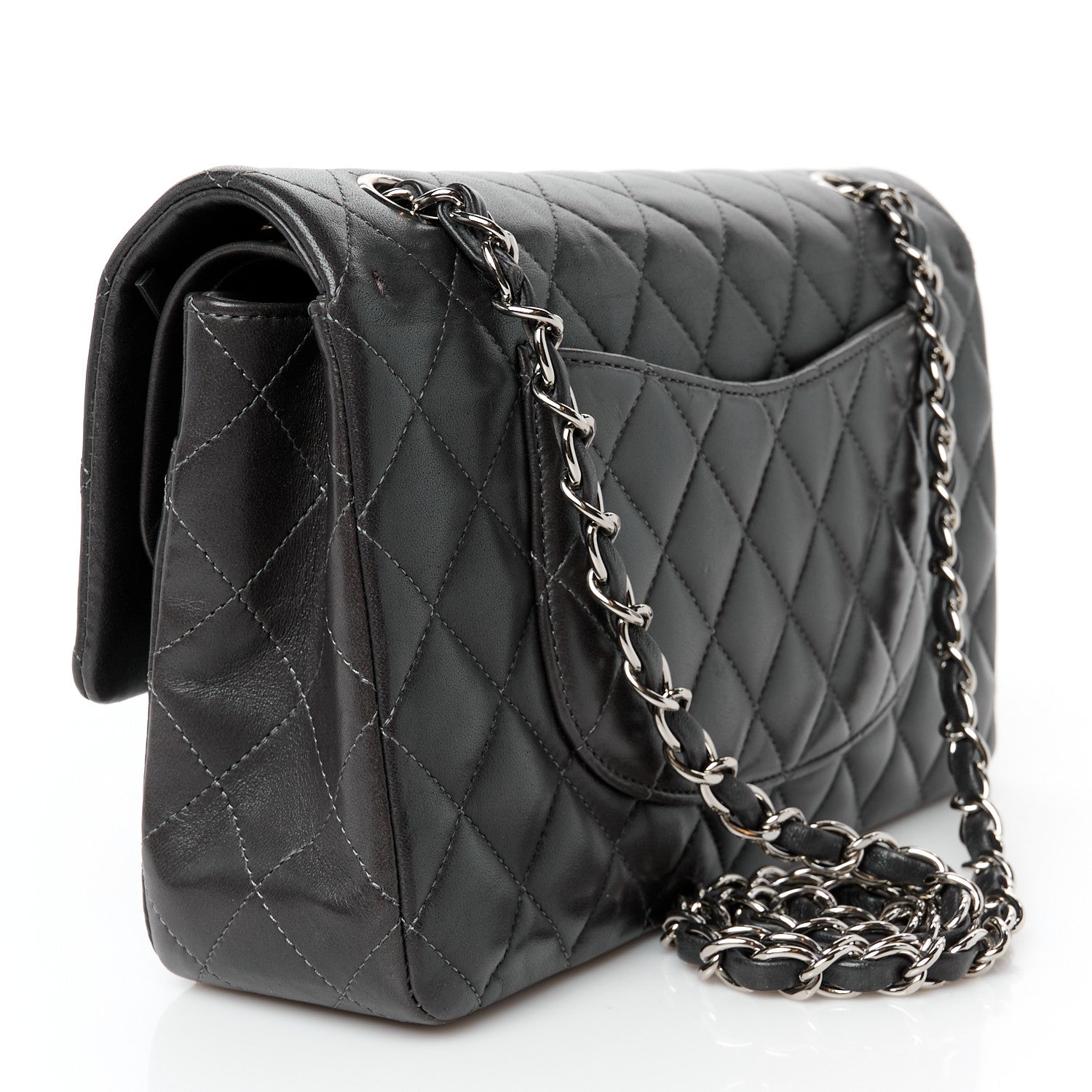 Chanel Lambskin Quilted Medium Double Flap Dark Grey 3 of 11