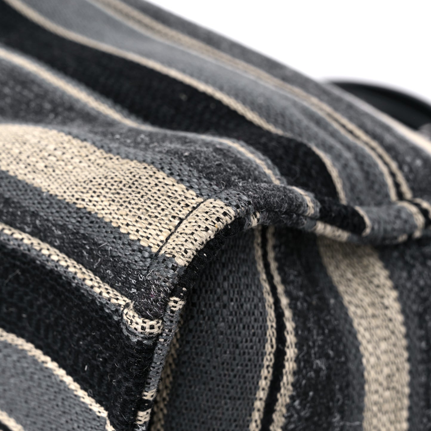 Striped Canvas Medium Deauville Tote Black