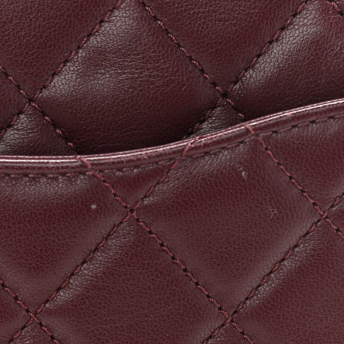 Lambskin Quilted Mini Pearl Crush Flap Burgundy