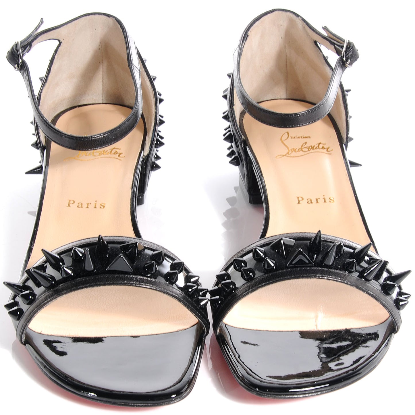 Patent Druide Spiked Ankle Strap Sandals Black 41