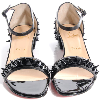 Christian Louboutin Patent Druide Spiked Ankle Strap Sandals Black 41 2 of 7