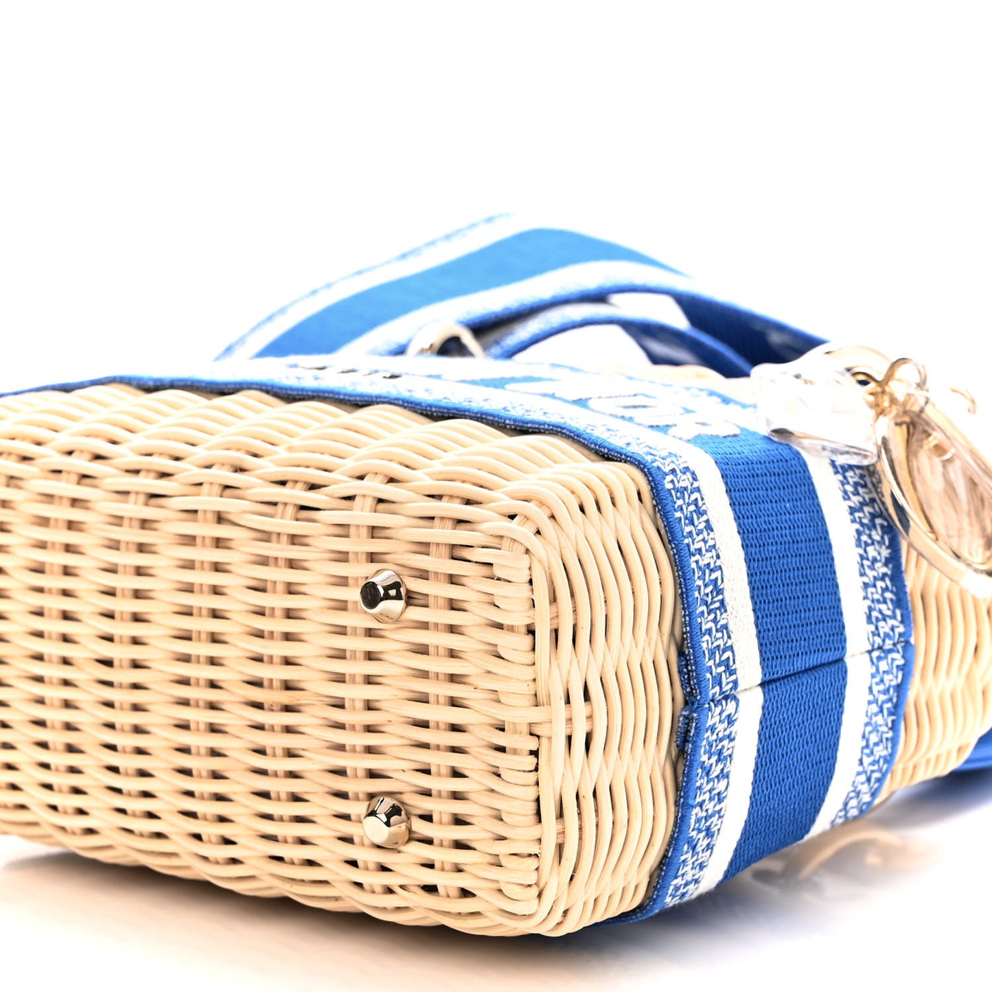 Wicker Oblique Mini Lady Dior Bag Florescent Blue