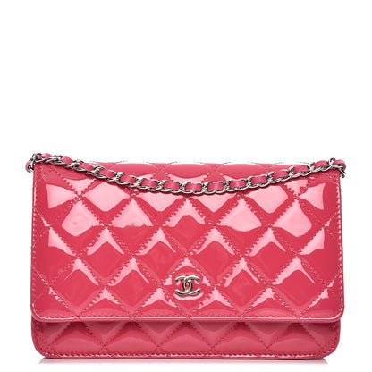 Chanel Patent Quilted Wallet On Chain WOC Fuchsia 1 of 8