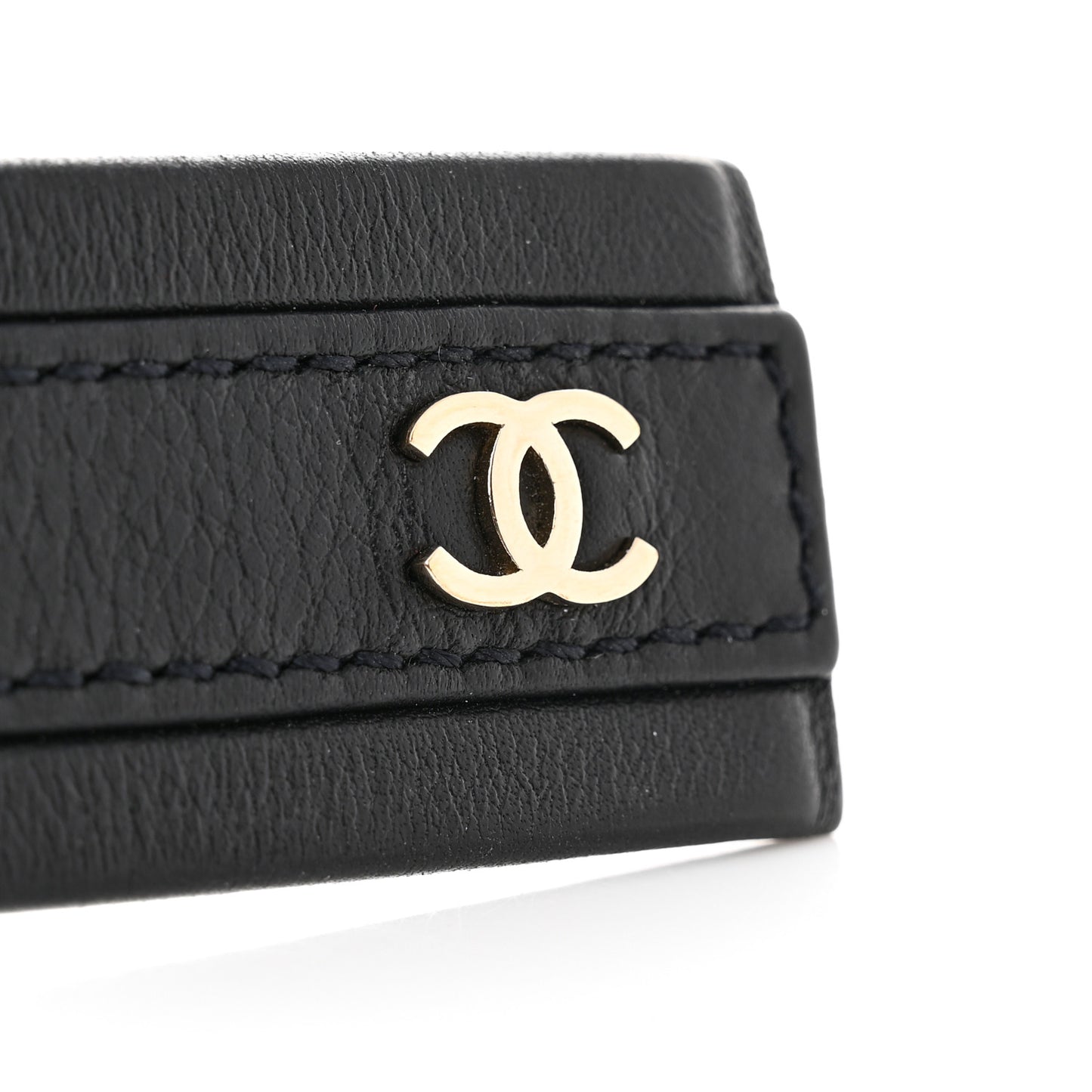 Calfskin Lambskin Zipper Chain CC Belt 85 34 Black