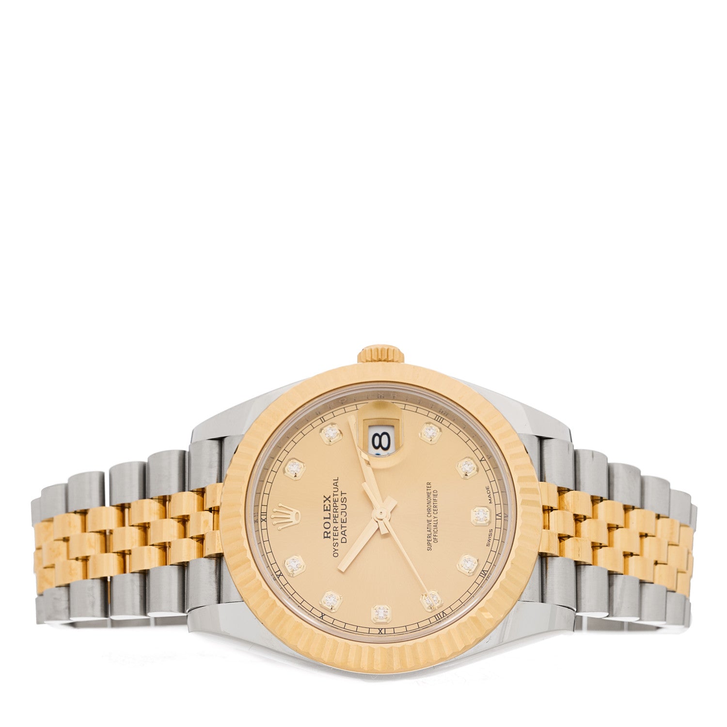 Rolex Stainless Steel 18K Yellow Gold Diamond 41mm Oyster Perpetual Datejust Watch Champagne 126333 2 of 5
