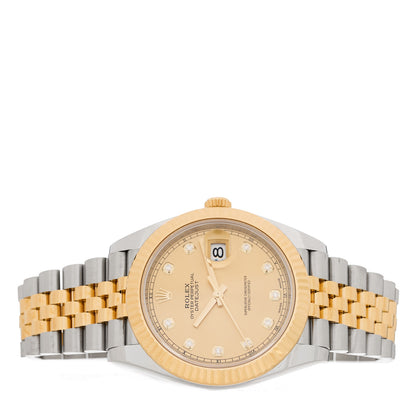 Rolex Stainless Steel 18K Yellow Gold Diamond 41mm Oyster Perpetual Datejust Watch Champagne 126333 2 of 5