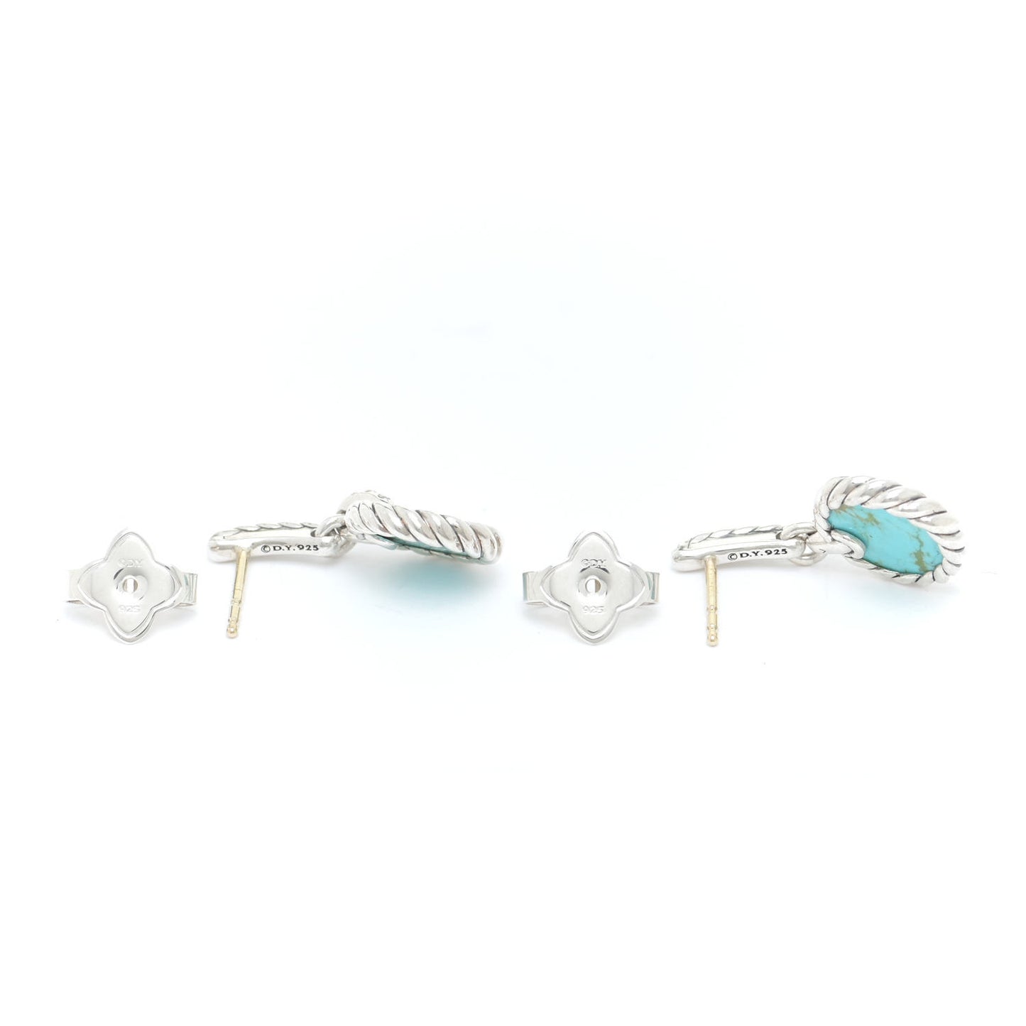 Sterling Silver Diamond Turquoise Elements Drop Earrings