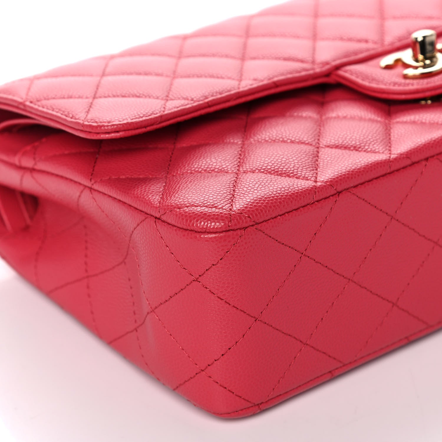 Chanel Metallic Caviar Quilted Medium Double Flap Dark Pink 10 of 12
