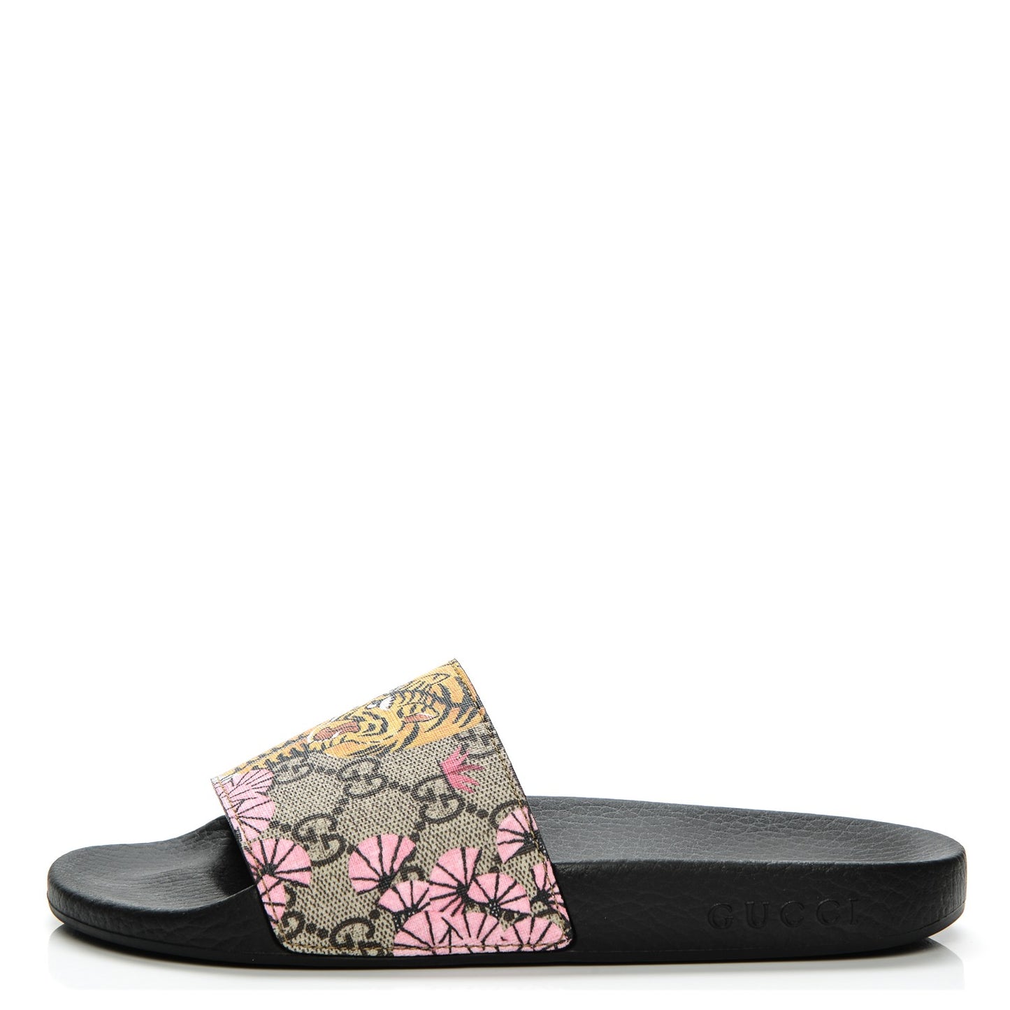 GG Supreme Monogram Bengal Slide Sandals 37 Beige Pink
