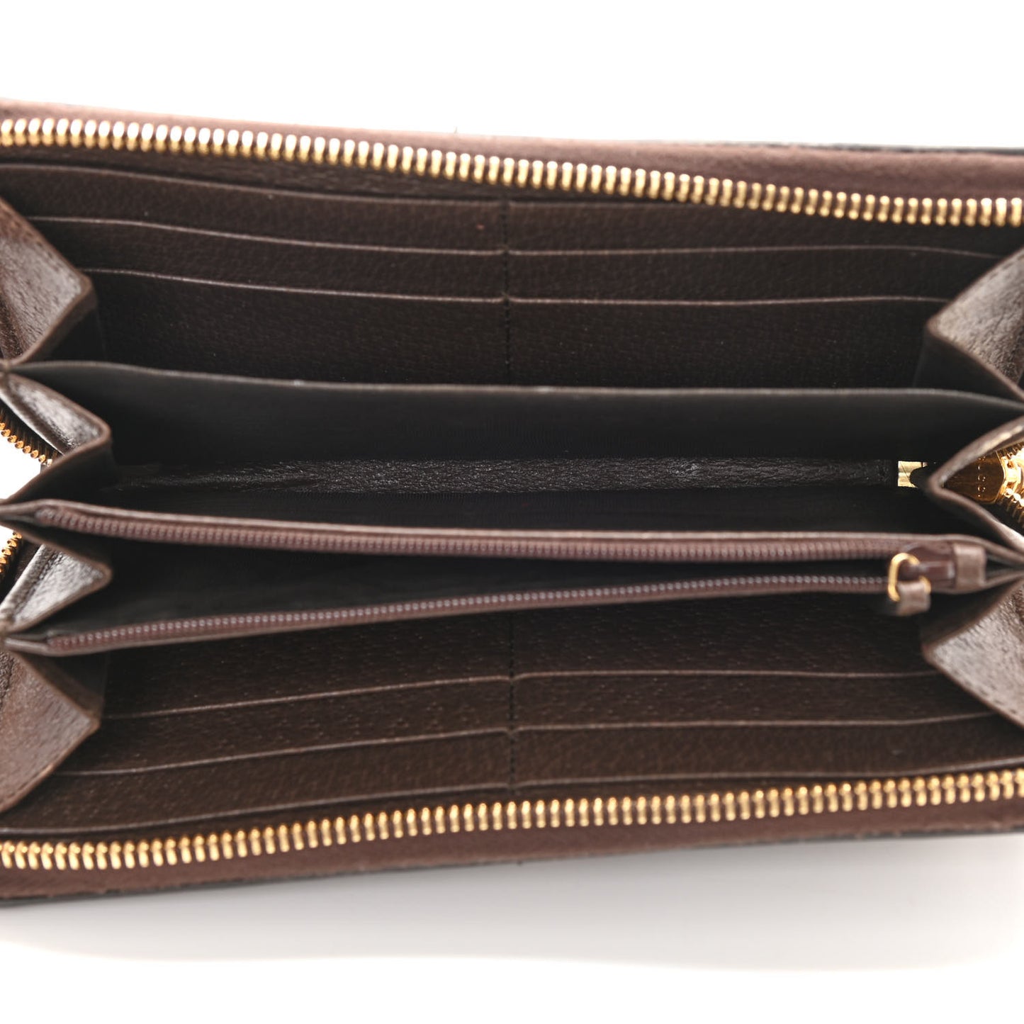GG Supreme Monogram Web Ophidia Zip Around Wallet Brown