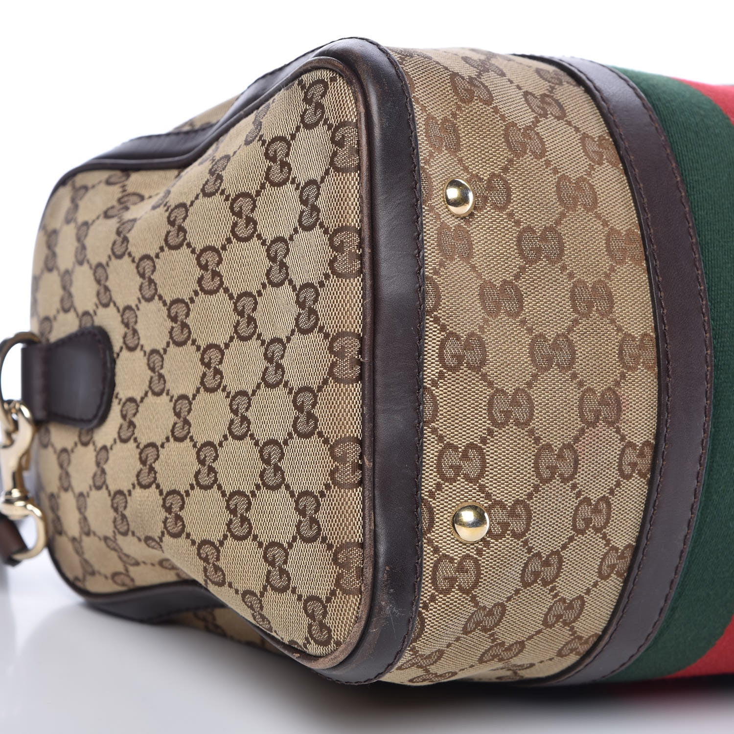 Gucci Monogram Vintage Web Medium Boston Dark Brown 12 of 20