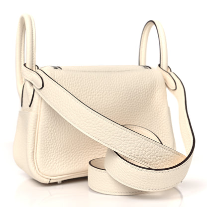 Hermes Taurillon Clemence Mini Lindy 20 Craie 3 of 10