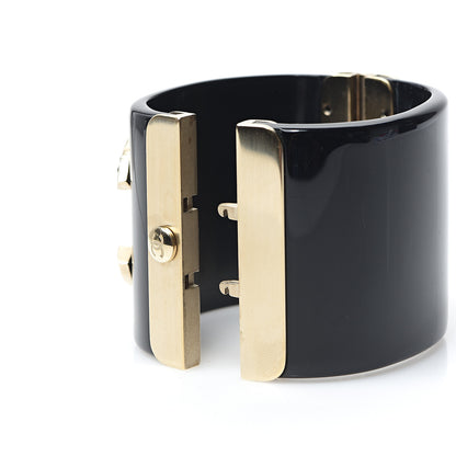 Chanel Resin Crystal CC Cuff Black Gold 3 of 5