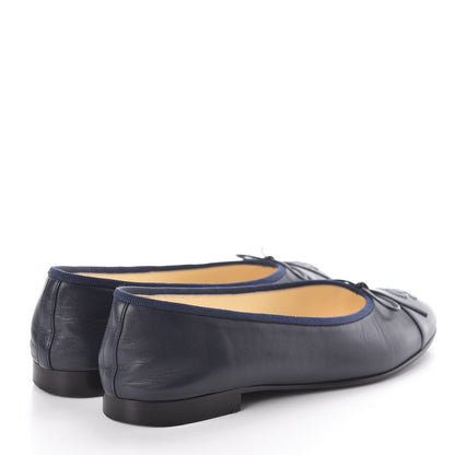 Chanel Calfskin CC Cap Toe Ballerina Flats 38 Dark Navy 4 of 8