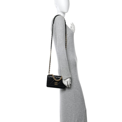 Chanel Lambskin Quilted Chanel 19 Wallet On Chain WOC Black 2 of 11