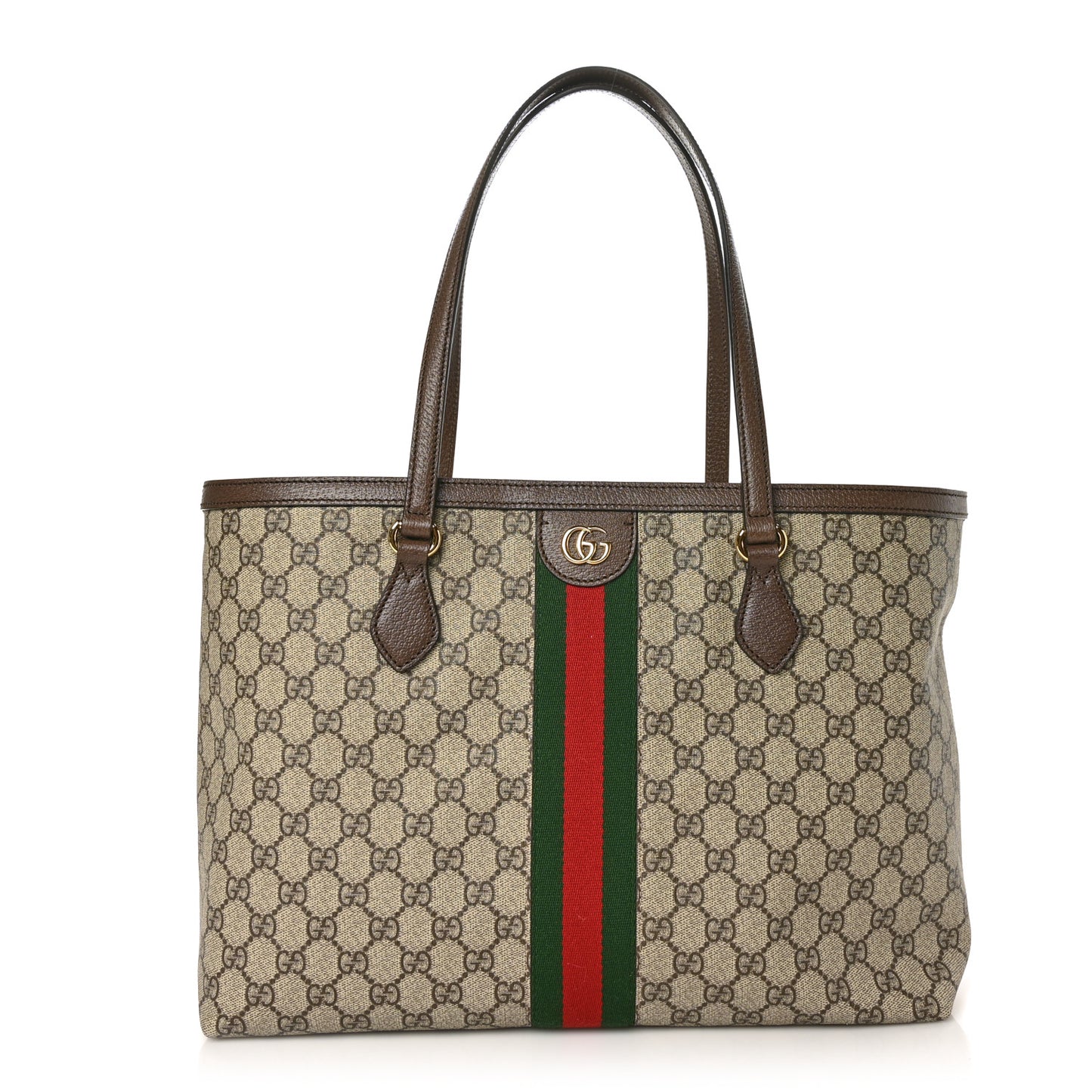GG Supreme Monogram Medium Ophidia Shopping Tote Brown