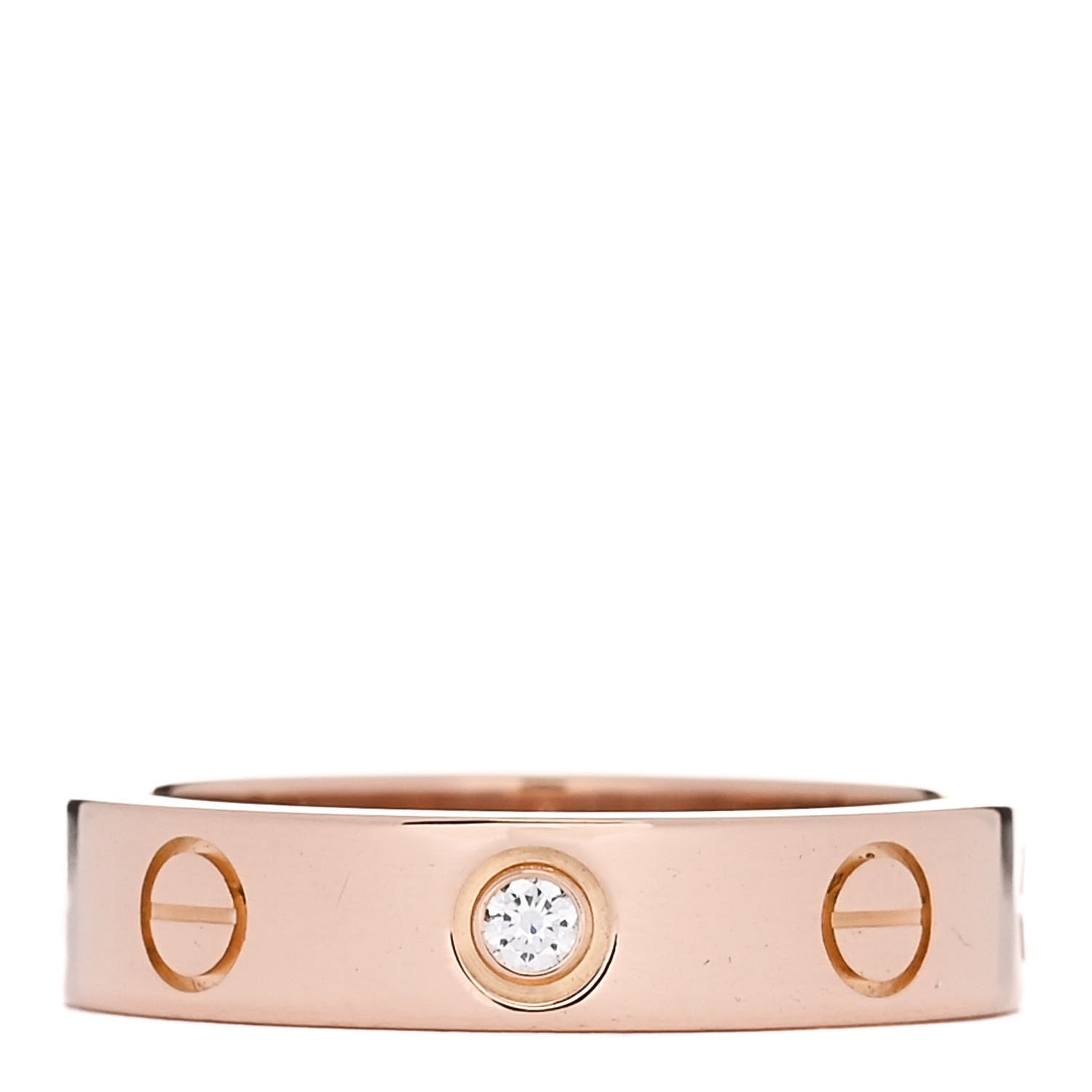 Cartier 18K Pink Gold Diamond 4mm LOVE Wedding Band Ring 48 4.5 1 of 4