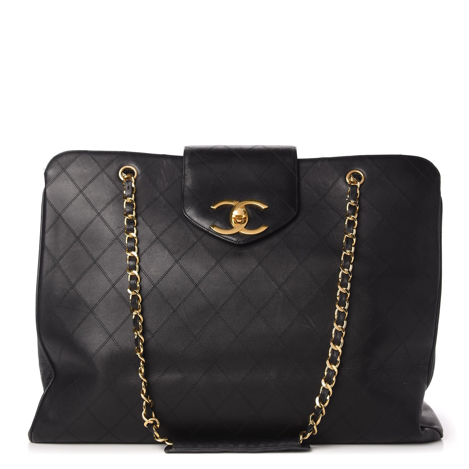 Chanel Calfskin Stitched XL Weekender Black 1 of 12