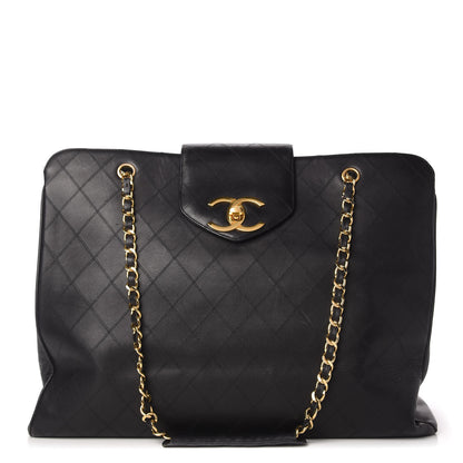 Chanel Calfskin Stitched XL Weekender Black 1 of 12