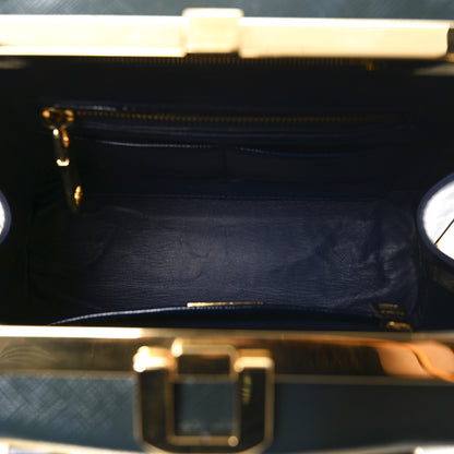 Prada Saffiano Vernice Pyramid Bag Royal Azzurr 5 of 9