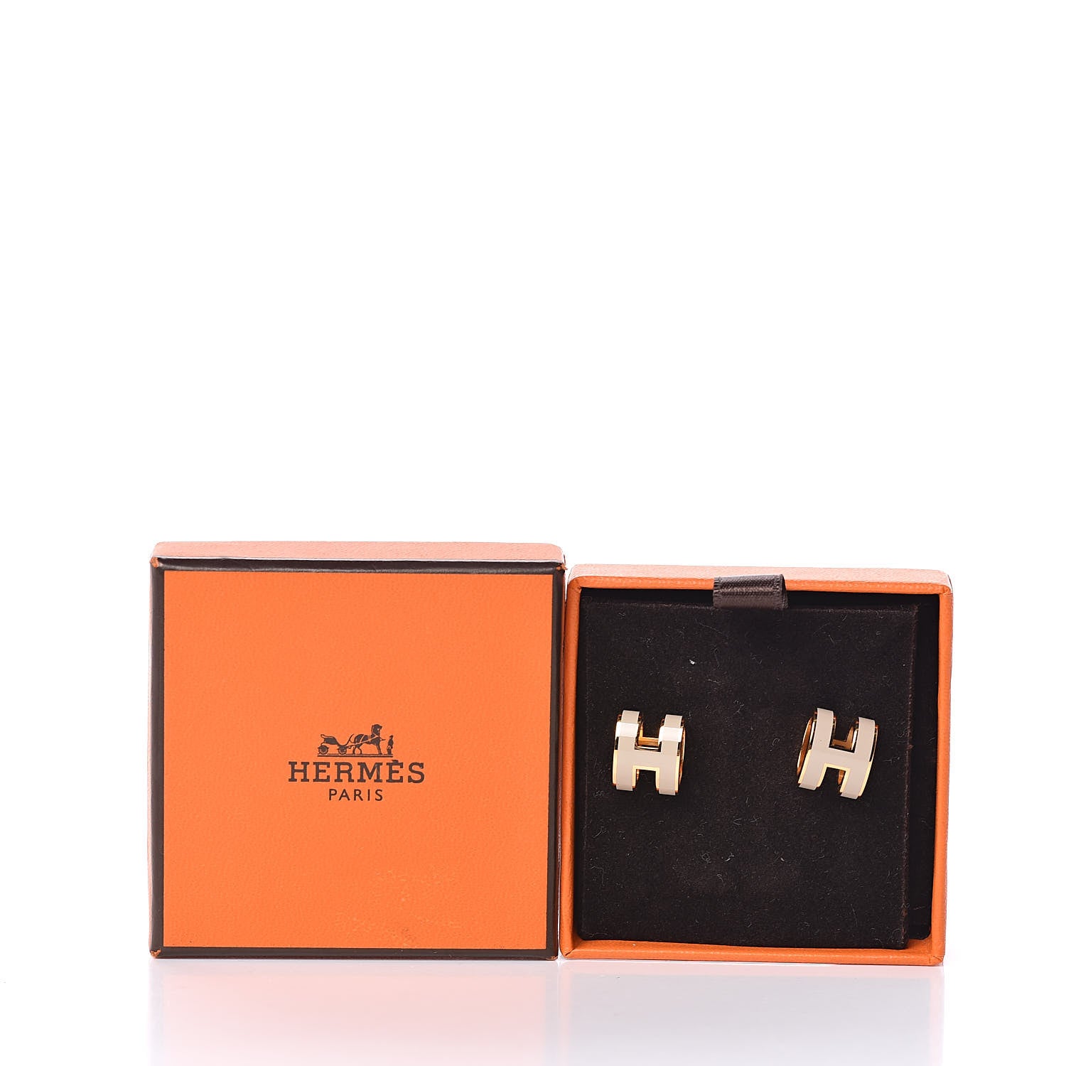 Hermes Rose Gold Lacquered Pop H Earrings Marron Glace 5 of 5