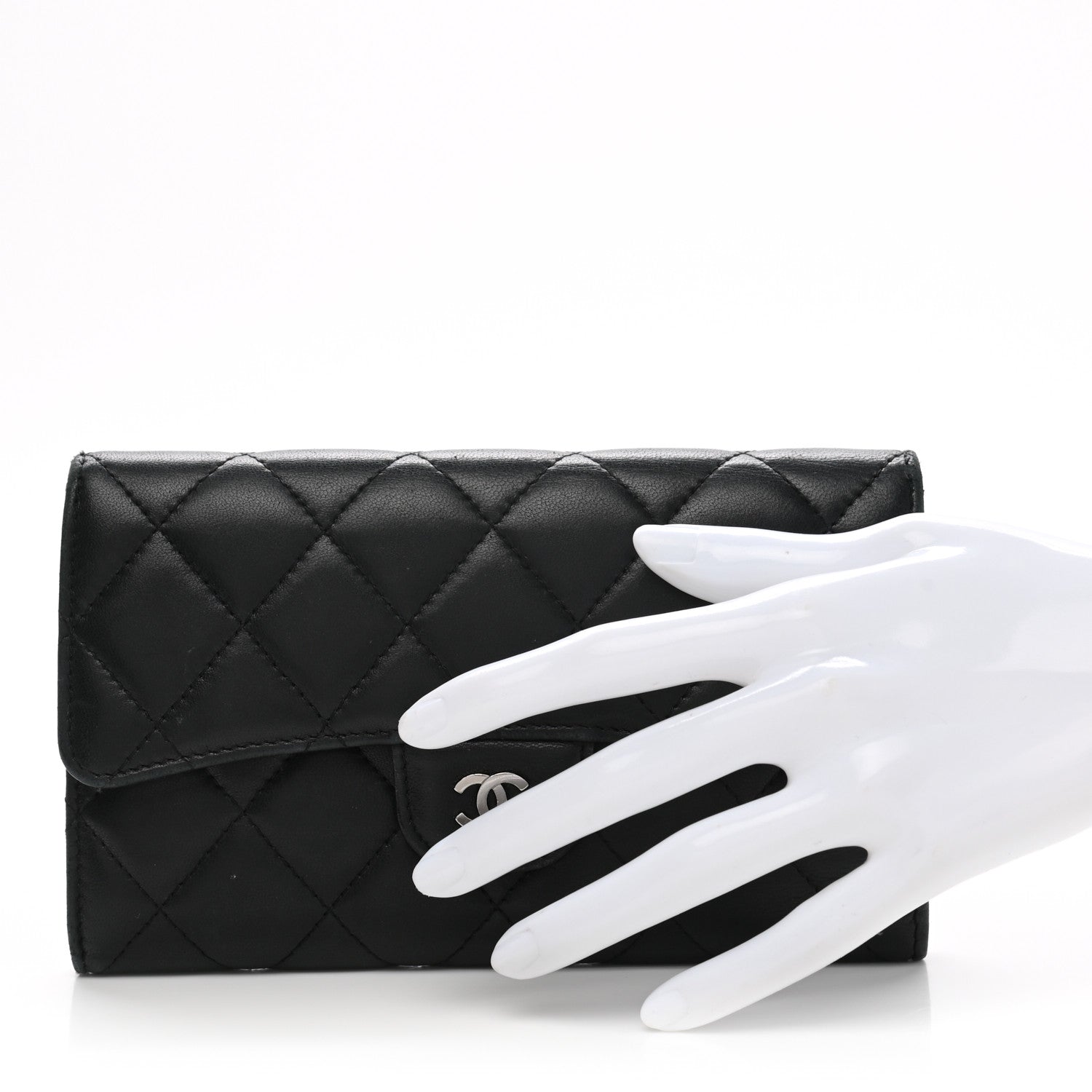 Chanel Lambskin Quilted Large Flap Wallet Black 2 of 20